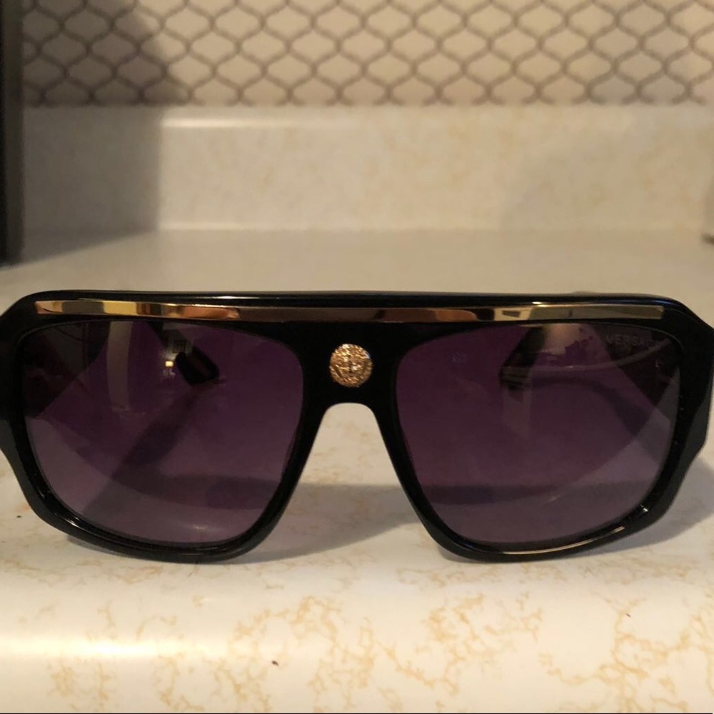 Authentic Versace Black and Gold Sunglasses